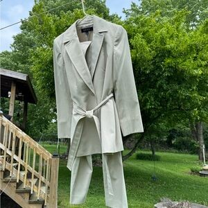 Kasper Cream Blazer with Classic Lapel and Wrap Closure